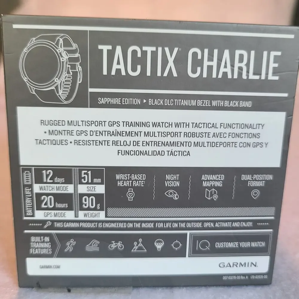 Garmin Tactix Charlie Sapphire Black GPS Watch Tactical Functionality TESTED